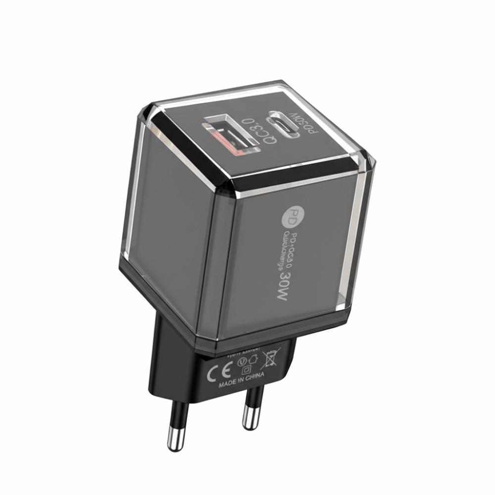 Универсальная вилка-зарядное устройство с несколькими портами PD30W USB A+C EU/US Адаптер для зарядки телефона Быстрая зарядка PD QC3.0 Адаптер Quick Charge