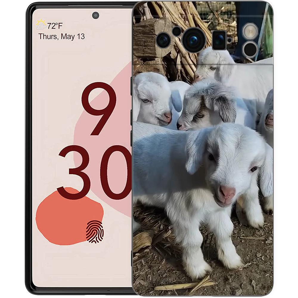 Мультяшный Милый Козел Чехол для Телефона для Google Pixel 10 9 8 7 6 Pro XL 9A 8A 6A 7A 5G Мягкий Ударопрочный ТПУ Черный Чехол
