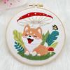 Floral Patterns Cross Stitch Set Corgi Embroidery Set Home Decor Dog Embroidery Kit  Beginner