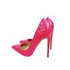 Large Size Office Party Women's High Heels, Red Patent Leather Thin Heels, Pointed Casual Dress, Women's Shoes