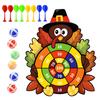 Thanksgiving Game Turkey Dart Board Indoor Outdoor Party Game with 6 Sticky Balls And 8 Dart for Family Adults Activities Holiday Gifts