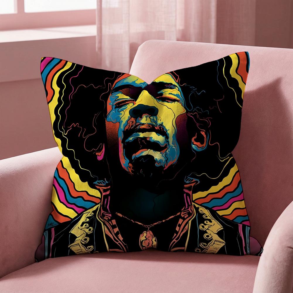Чехол на подушку SingerJ-Jimi H-Hendrix, Универсальный чехол для подушки для дома и автомобиля - Двусторонний, Мягкий и прочный для ежедневного использования