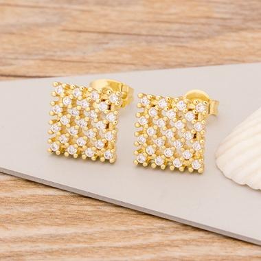 New Fashion Geometric Stud Earrings Copper Cubic Zirconia Wedding Party Daily Wearable Charm Jewelry Styles Fow Women Best Gifts