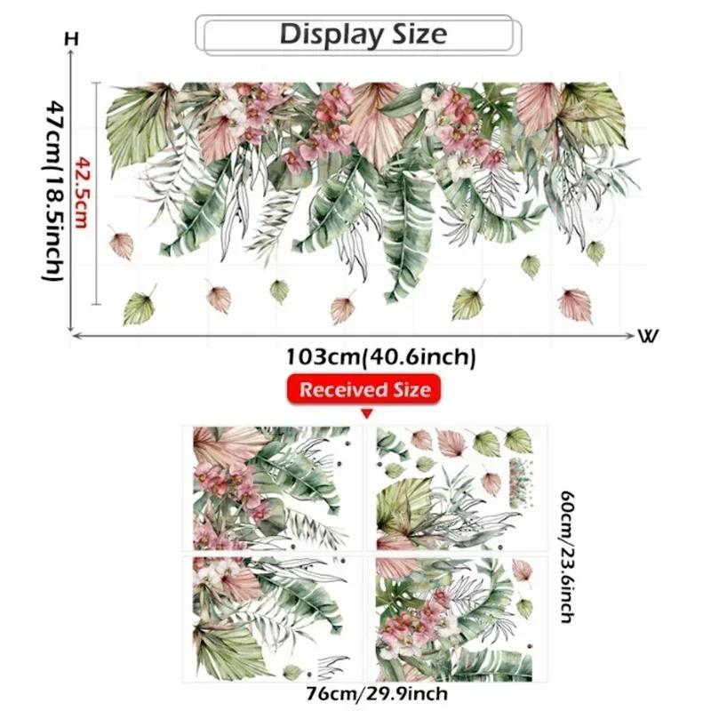 PVC Wall Sticker New Watercolor Green Leaf Tropical Plant Waterproof Living Room Bedroom Corner Decal Decal Leaf