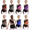 Детское платье для выступлений Color Block Сетчатое с драпировкой Асимметричное с блестящими стразами