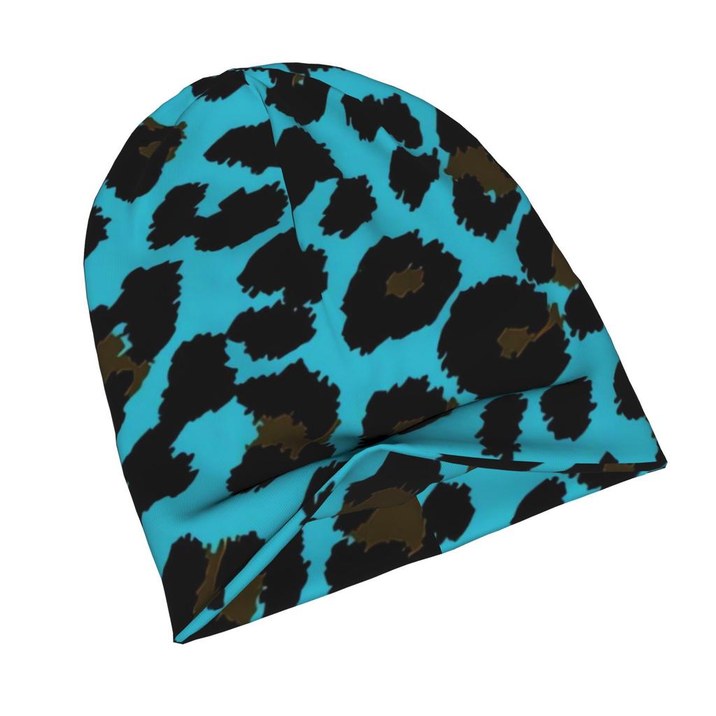 Sapphire Cheetah Print Urban-Inspired Adult Beanie, Perfect for Layered Outfits, Morning Coffee Walks, Or Creative Spaces with Artistic Vibes