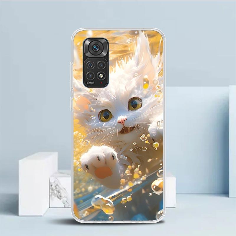 Мультяшный Милый Кот Рыба Эстетичный Чехол Для Телефона Для Xiaomi Redmi Note 15 14 14S 13 12S 12 Pro Plus 11S 11 11T 11E 10S 10 + Мягкий ТПУ B