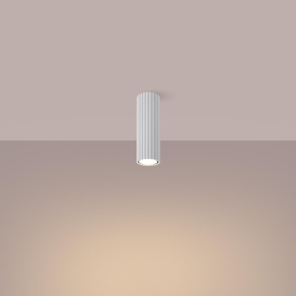 Spot Sufitowy Nowoczesny Biały Okrągły Karbowany Tuba 20 Cm Do Kuchni Przedpokoju 1Xgu10 10W Karbon Sollux Lighting