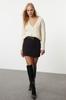 Women's Fashion Stylish Cardigan Ecru Wool Basic Crop Knitwear Cardigan