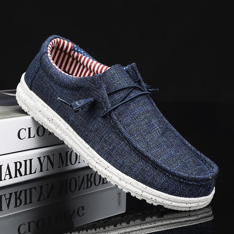 Men Loafers Korean Casual Breathable Flat Comfortable Lazy Canvas Shoes Plus Size