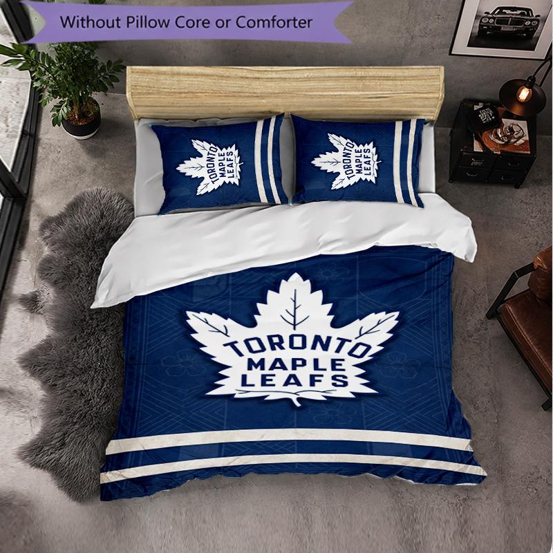 Toronto Maple Leafs Pattern Microfiber 3Pcs Bedding Set Decor Duvet Cover Set For Bedroom Home Use