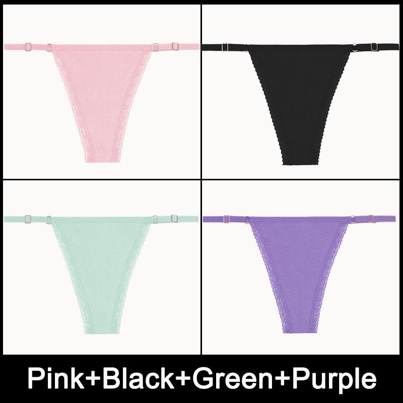 4PCS/Set Adjustable Waist Sexy G-string Panties Cotton Women's Underwear Girl Female Pantys Bikini Lady Thongs Lingerie