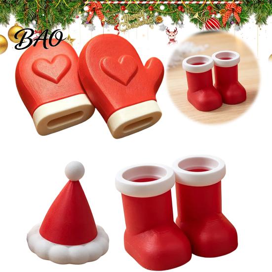 Indoor Christmas Decoration Supplies Theme Ornaments, Santa Hats/Boots/Gloves Decorative PLA Figures, 3D Printed Holiday Crafts for Home Showcase