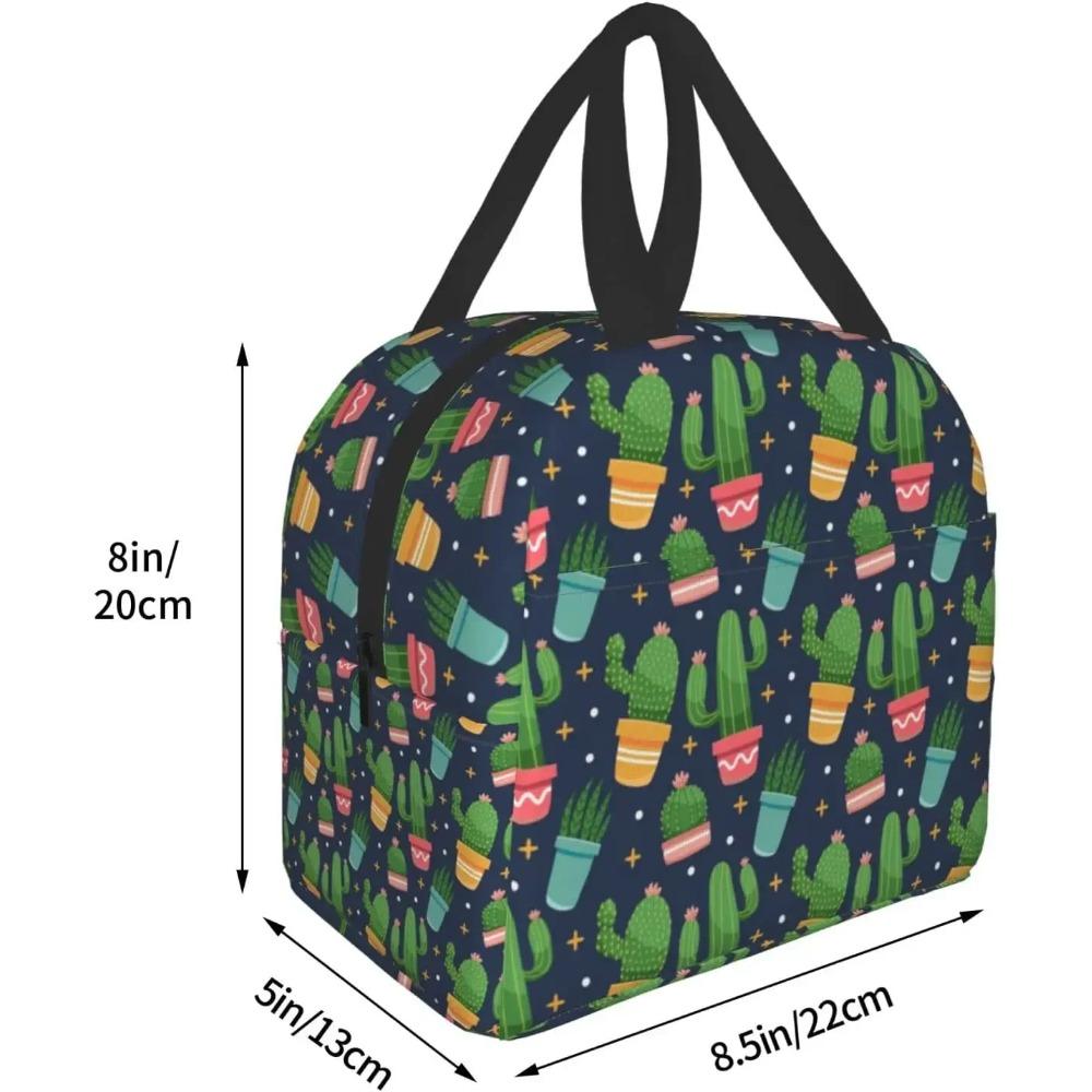 Ланч-бокс с принтом кактусов Каваи Маленький Изолированный Сумка для ланча с кактусами Многоразовая Сумка для еды Контейнеры для ланча Сумки для женщин мужчин