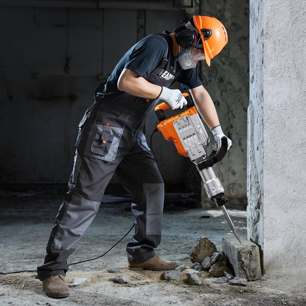 Demolition Jack Hammer Concrete Breaker 3500W Electric Hammer 2 Chisel Bits