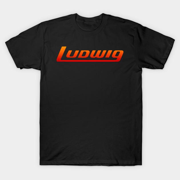 Asian Size Men Black Print T-shirt Ludwig Logo No-Cut Heat Transfer Print Cotton Tshirt