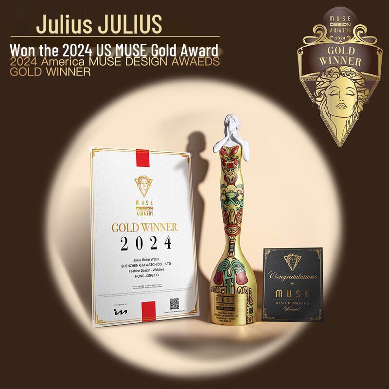 Женские винтажные кварцевые часы Julius с покрытием из розового золота