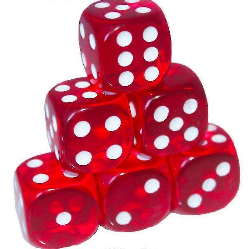 6 Sided Dice Set Dice Rounded Translucent Color Dice Board Game Teaching Math Dice Set (10 Pieces Red) Tw