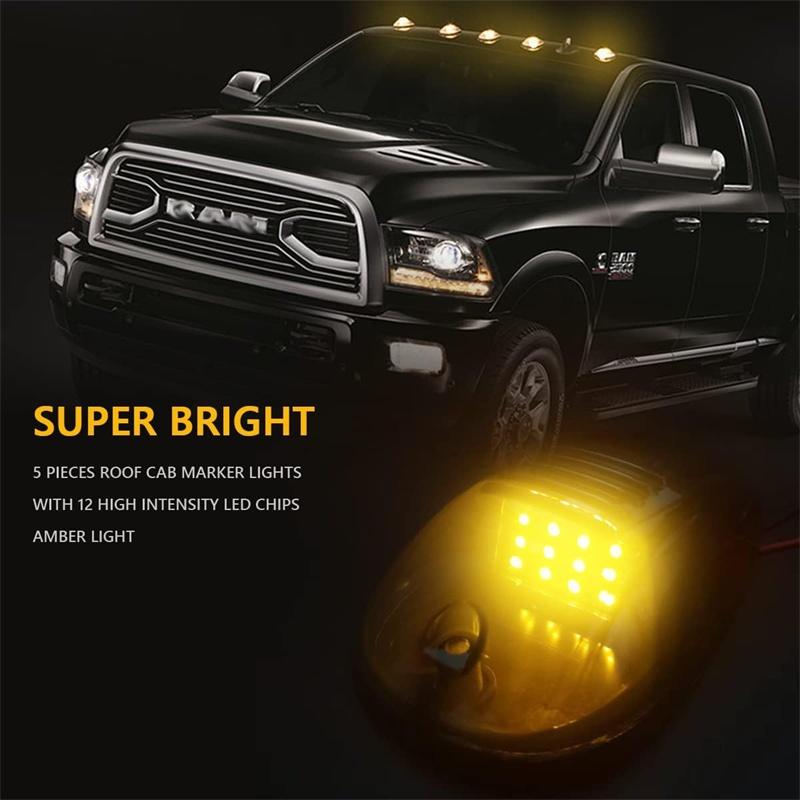 Universal 16 LED Car Cab Roof Marker Lights IP68 External Clear/Smoked Lens Lamps for Truck SUV 12V Driving Light