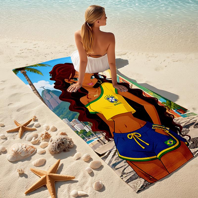 1pc Brazilian Beach Vibes Microfiber Beach Towels Quick Dry Towel Sand Beach Towels Pool for Travel Swim Pool. S072101196