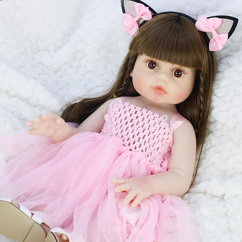 53 см кукла Bebe Reborn для маленьких девочек, розовая принцесса, очень мягкая силиконовая красивая кукла всего тела, настоящая сенсорная игрушка, подарки