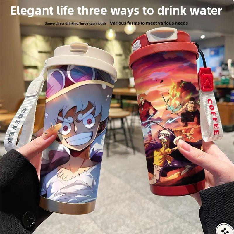 One Piece Луффи мультфильм аниме термокружка высокая ценность кружка для воды студент офисный работник портативный пищевой grade чайник подарок