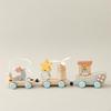 Pull Along Toy Building Blocks Education Wooden Stacking Train Animal for Kids Boys Girls