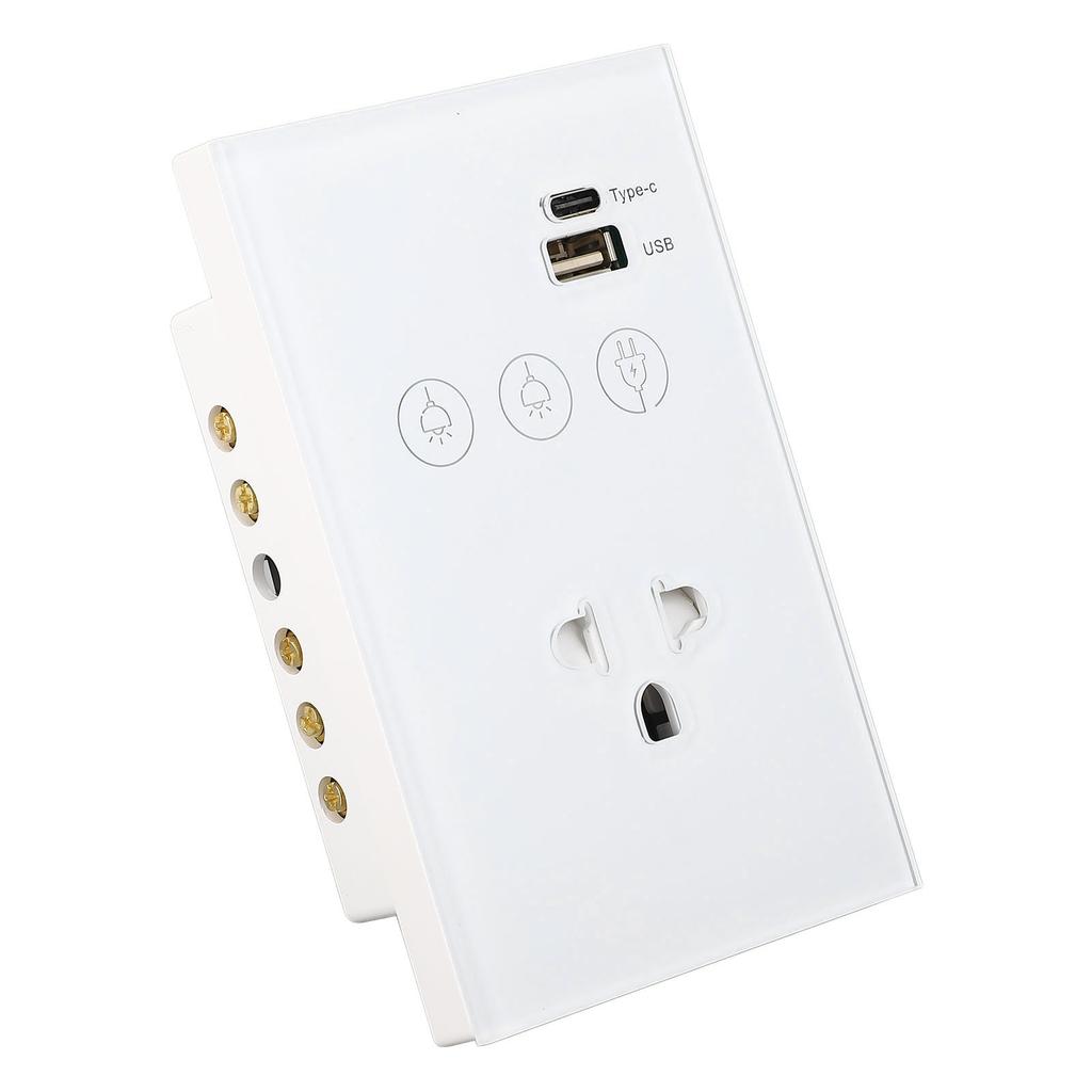 Smart Wall Outlet 2.4G WiFi Touch Light   Voice Remote Control Smart Plug with USB and Type C   Port for  