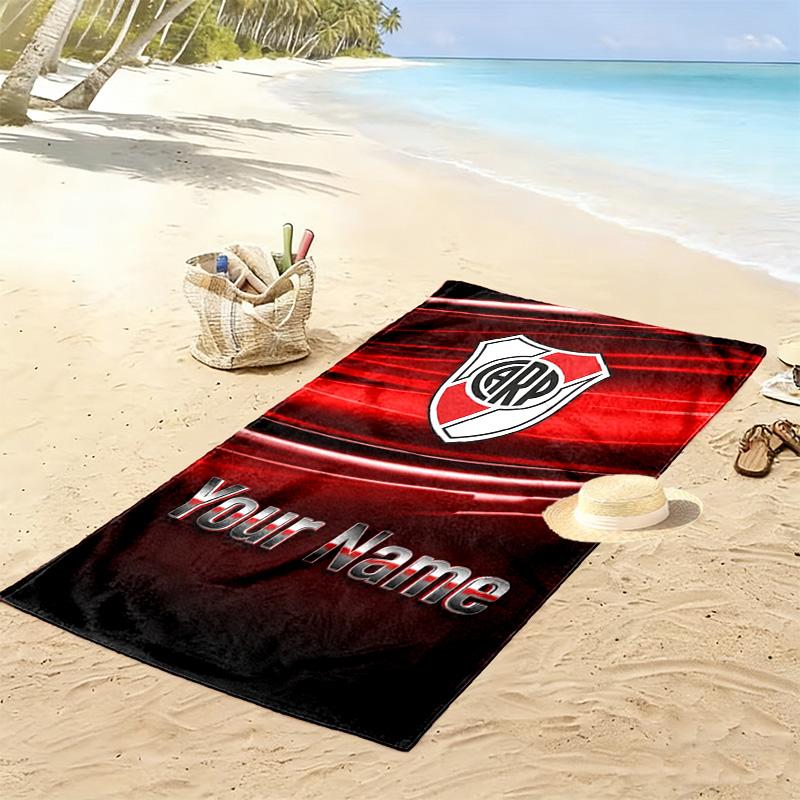 Name Custom River Plate Print Beach Towel, Large Soft Quick Dry Towel for Beach Camping Swimming