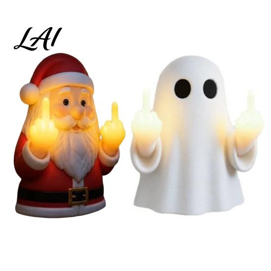 Battery Operated Ghost Lamp Halloween Middle Finger Glow Night Light Funny LED Wall Weird Style Home Accent Lamp Cute Spooky Tabletop Decoration for