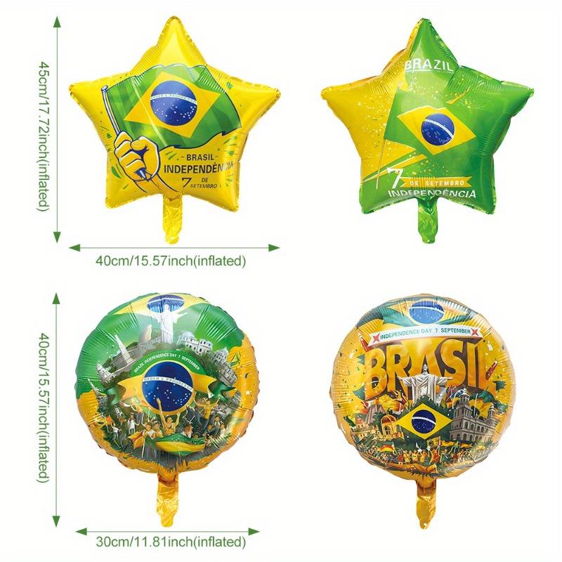 8pcs Yellow and Green Aluminum Foil Balloons Suitable for Holiday Anniversary Celebrations, Brazil Themed Party Decorations