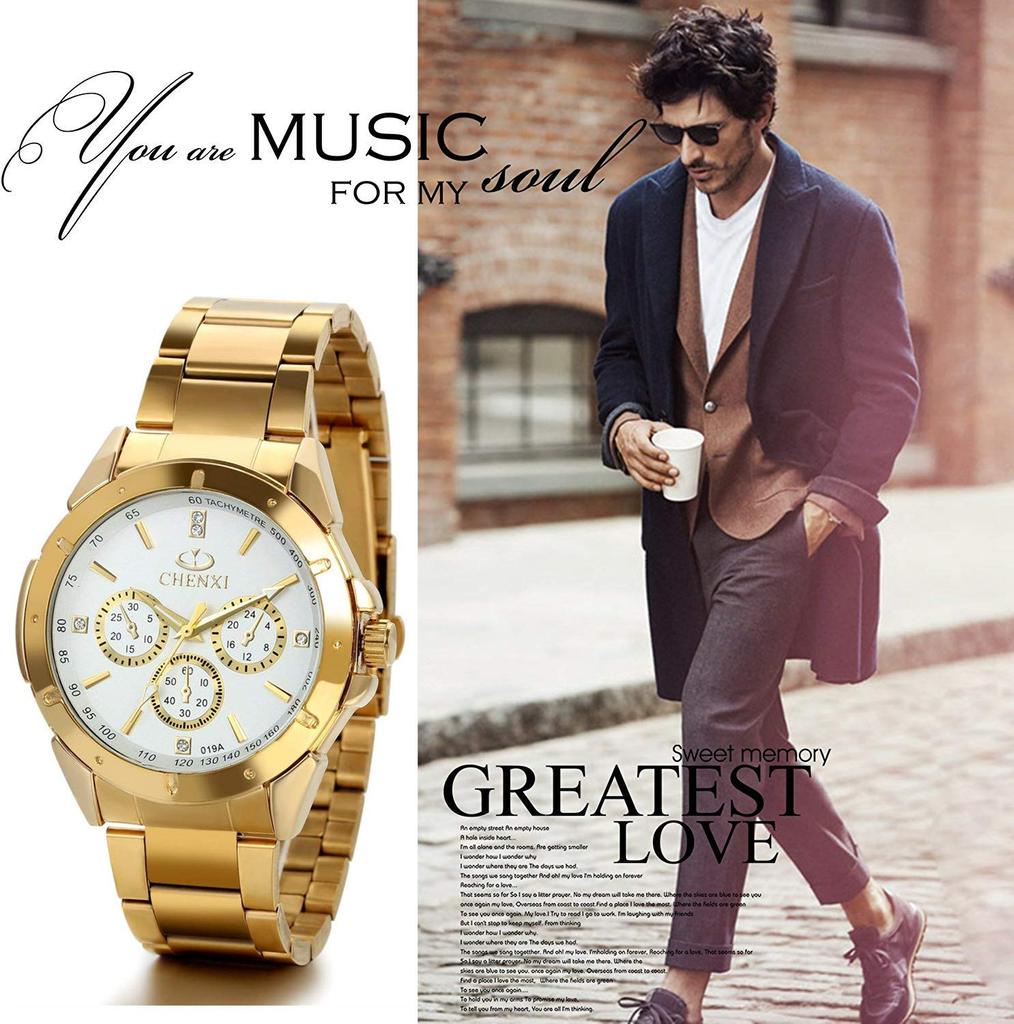 JewelryWe Watch Gold Популярные аналоговые модные часы с ремешком из нержавеющей стали золотые часы для мужчин золотые белые формальные деловые повседневные идеальный подарок для мужчин