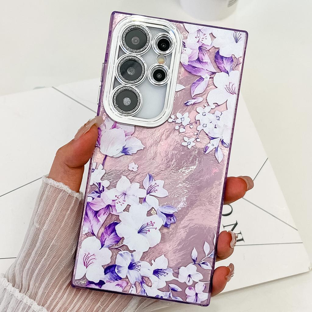 Samsung S25 Ultra Mobile Phone Case Flower Lens Film S24 All Inclusive New A56 Bracelet Protective Case