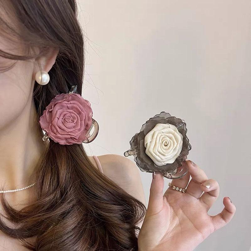 8 см Милый Тканевый Цветок Зажим Для Волос Коготь Милый Маленький Конский Хвост Заколки-Крабы Для Волос Девочки Заколки Для Волос Женщин Украшения Для Волос Аксессуары