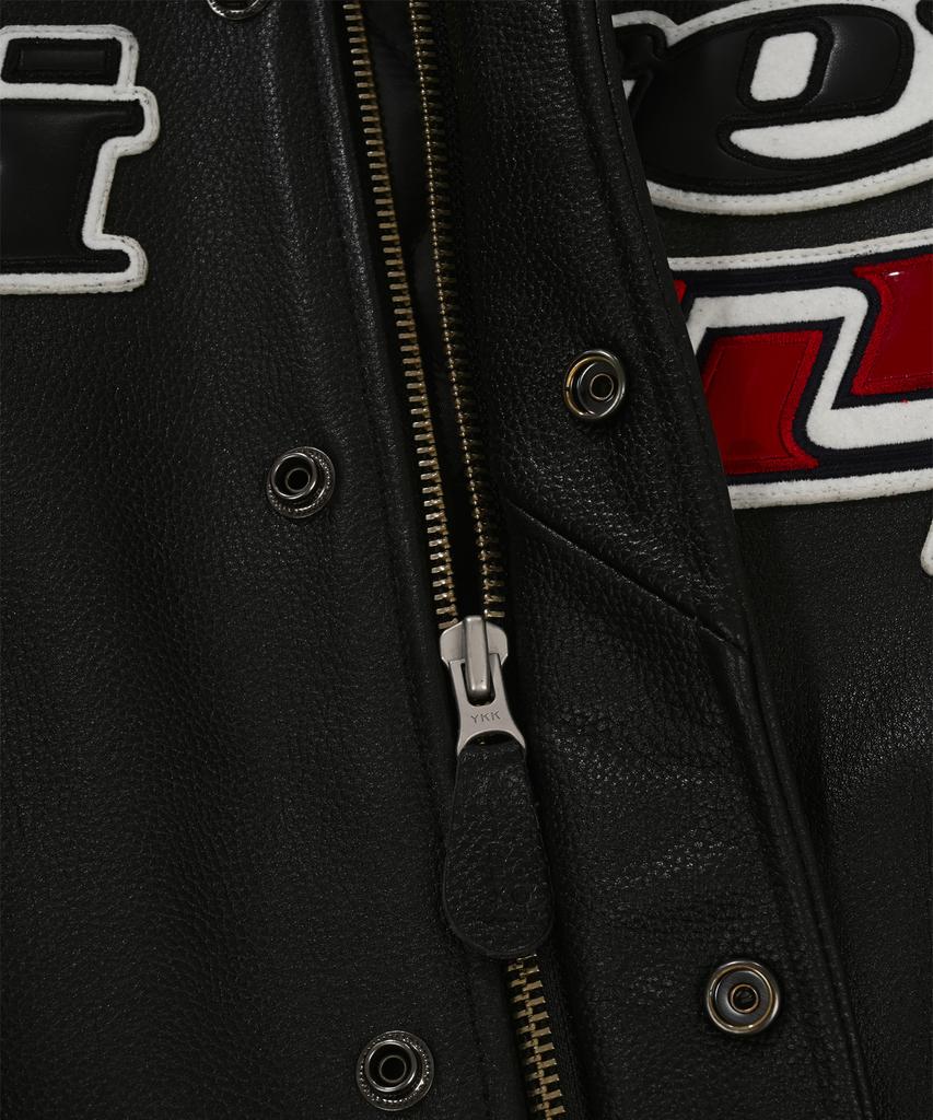 Avirex Cow Leather Logo Varsity Jacket / 7835950017 Black