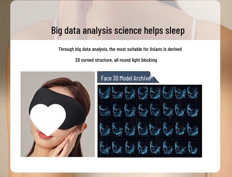 Маска для сна из пены с памятью формы с крыльями для носа, блокирующая свет, для сна и снятия усталости глаз