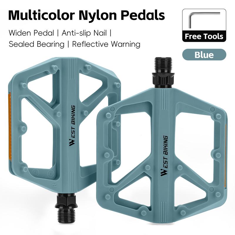 WEST BIKING Bicycle Pedals DU Bearing Multicolor Nylon Widen Bike Pedals Lightweight MTB Road Cycling Pedals Bike Accessories