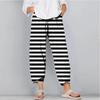 Men's Fashion Casual Pants Loose Wide Legs Workwear Pocket Alternating Stripe Print Slack