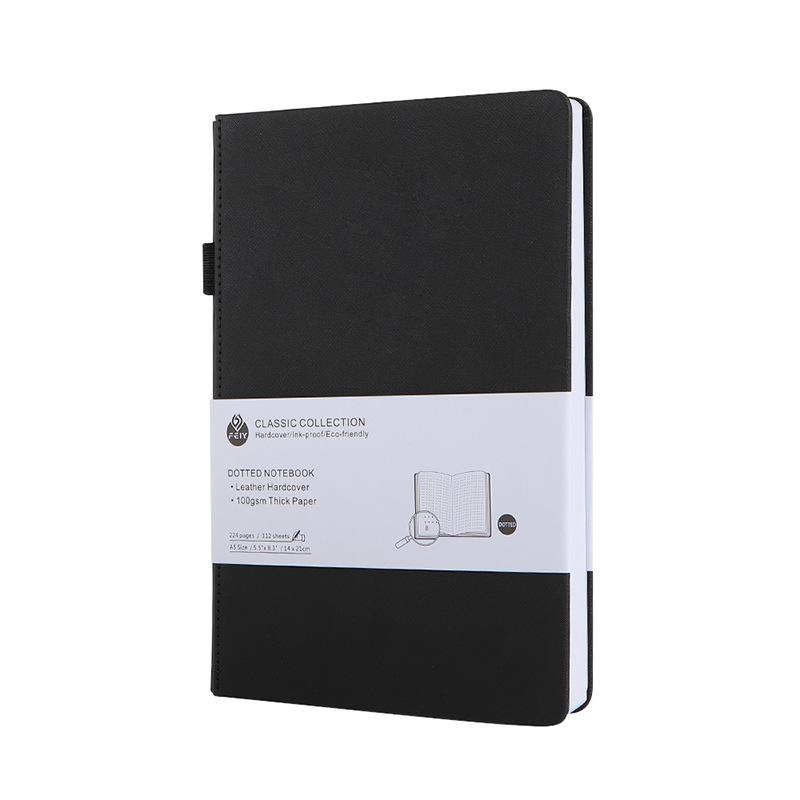Verified Liushun Factory A5 PU Leather Hardcover Printing Dotted Planner Journal With Page Number Pen Holder
