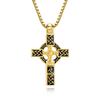 Cool 10K Gold Plated Irish Celtic Cross Pendant Necklace For Men Women Chain