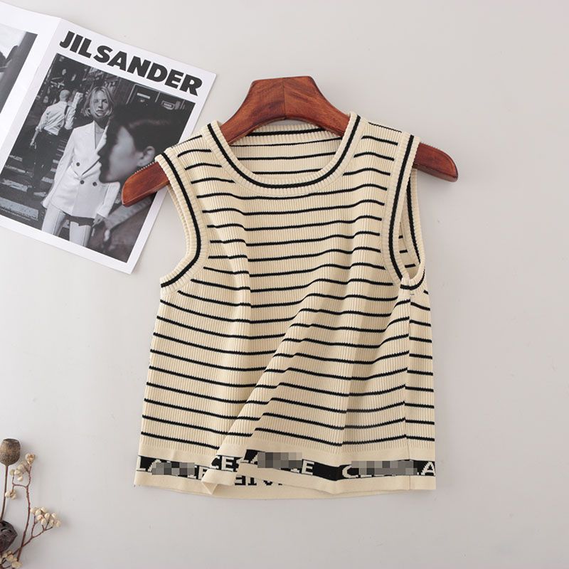 Stripes Knitting Camisole Women's Summer 2025 New Arrival Slimming Belly-Covering Inner Bottoming Top Women