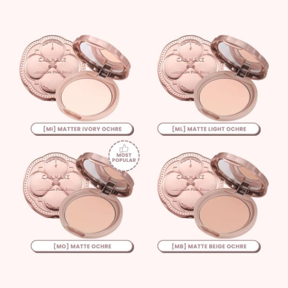 CANMAKE Marshmallow Finish Powder MB - матовая бежевая охра, 10 г | Стойкая фиксирующая пудра для безупречного матового покрытия