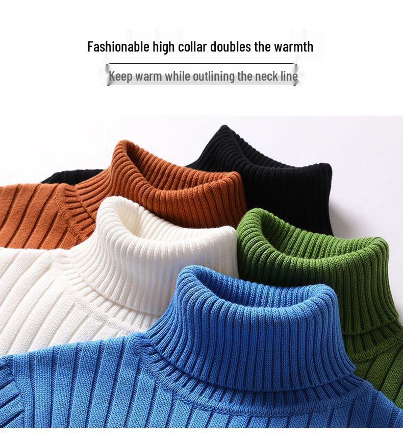 Мужской облегающий вязаный флисовый свитер с длинным отложным воротником