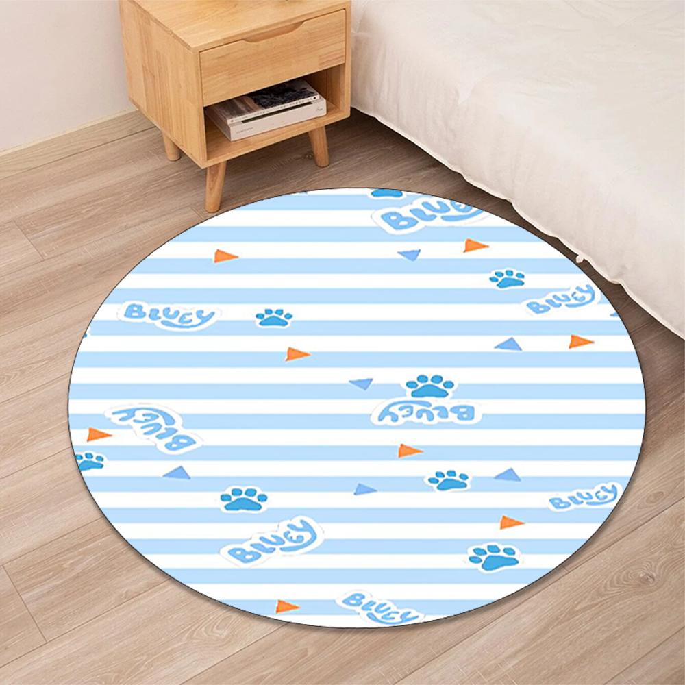 Bluey Printed Round Rug Carpet Chair Rug Area Rug Entryway Doormats,for Office Chair Living Room Bedroom Kitchen Room.