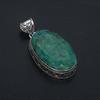 Изумрудный драгоценный камень ручной работы из стерлингового серебра 925 пробы, ювелирный кулон, овальный изумрудный драгоценный камень, антикварный кулон, ожерелье, подарки для женщин