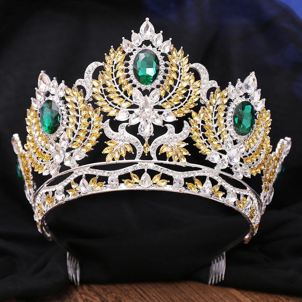 Luxury Baroque Crystal AB Tiaras Crowns Vintage Rhinestone Prom Diadem Women Pageant Wedding Hair Accessories Jewelry Ornaments