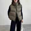 2026 Winter Warm Puffer Vest Women Loose Fit Stand Collar Cotton-Padded Sleeveless Outerwear In Beige Black Green Coffee