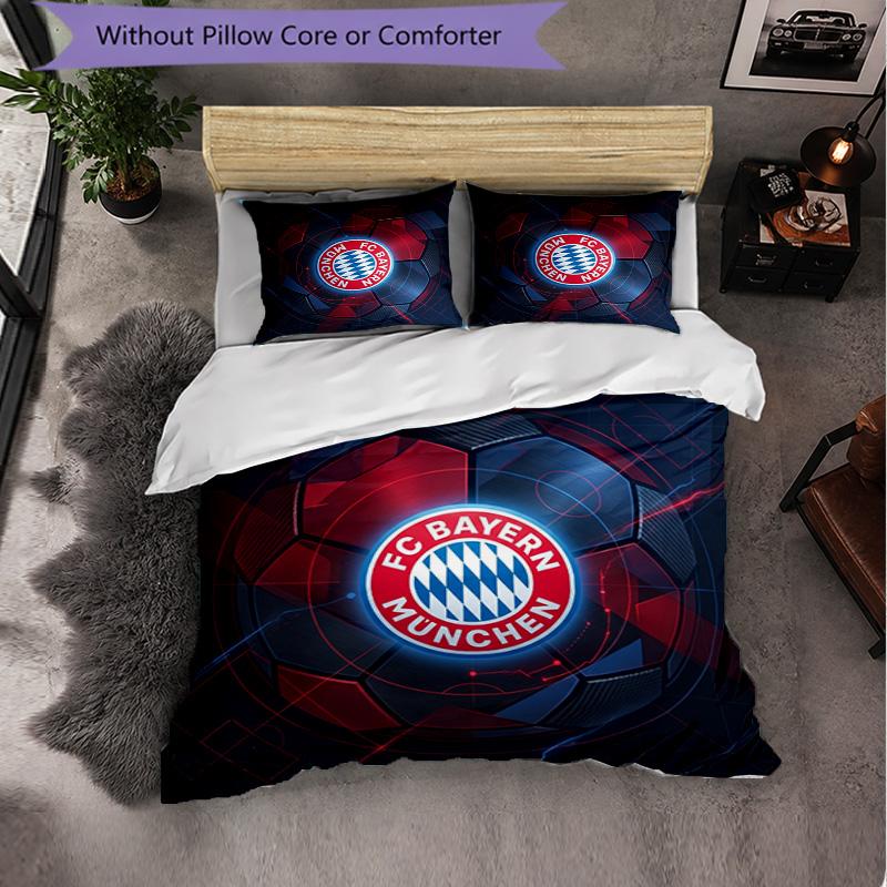 Bayern Munich Pattern 3 Pieces Bedding Set Soft Microfiber Duvet Cover with Pillow Cases for Bedroom
