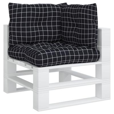 Pallet Cushions 3 Pcs Black Checkered Pattern Oxford Fabric