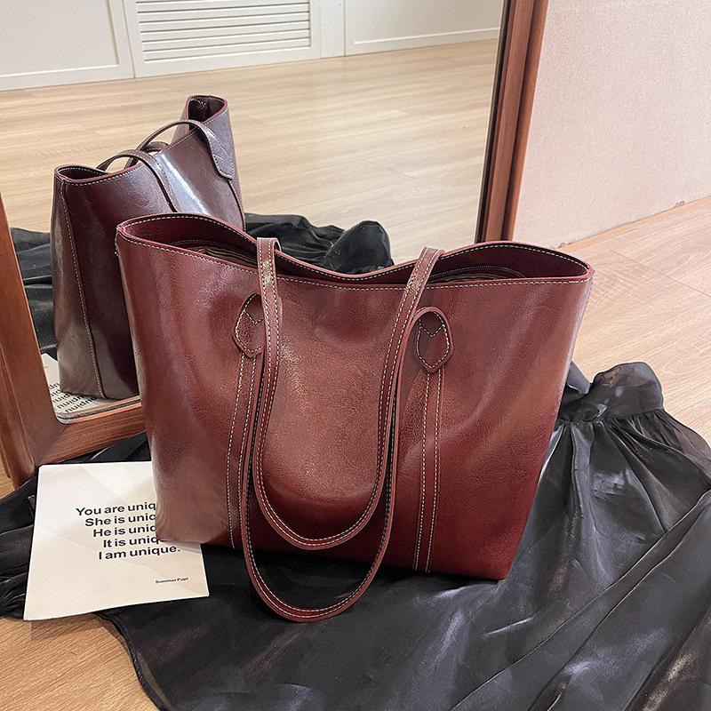 Сумка-тоут премиум-класса большой вместимости, женская новая популярная универсальная сумка через плечо, ретро-сумка для通勤
